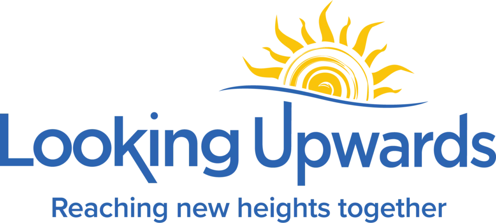 Looking Upwards’ logo with a sunrise