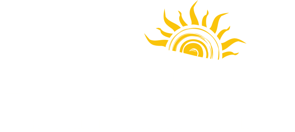 Looking Upwards logo primary White Yellow Sun