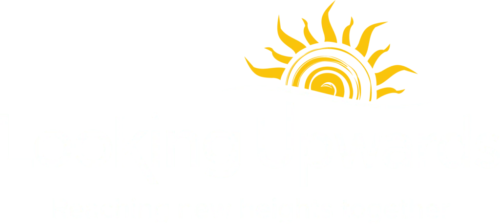 Looking Upwards logo primary White Yellow Sun