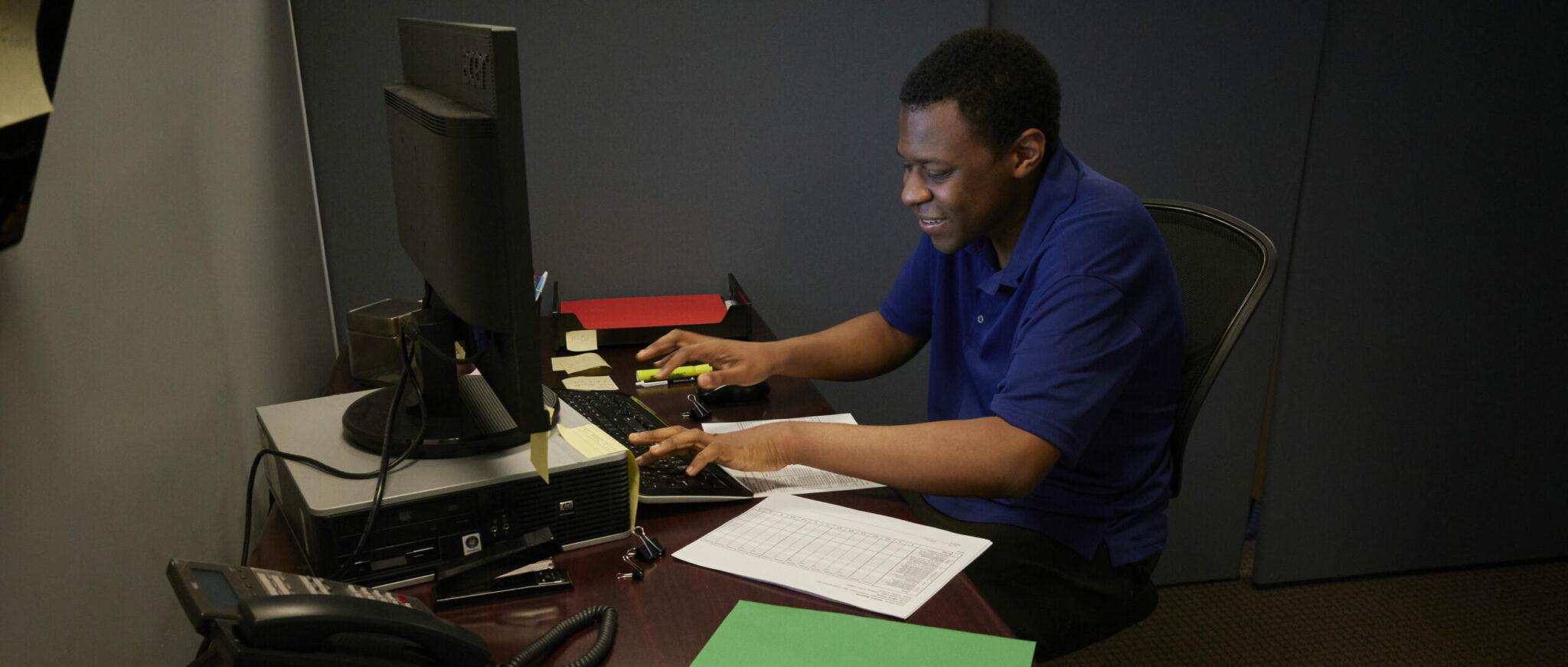 Young man working on computer