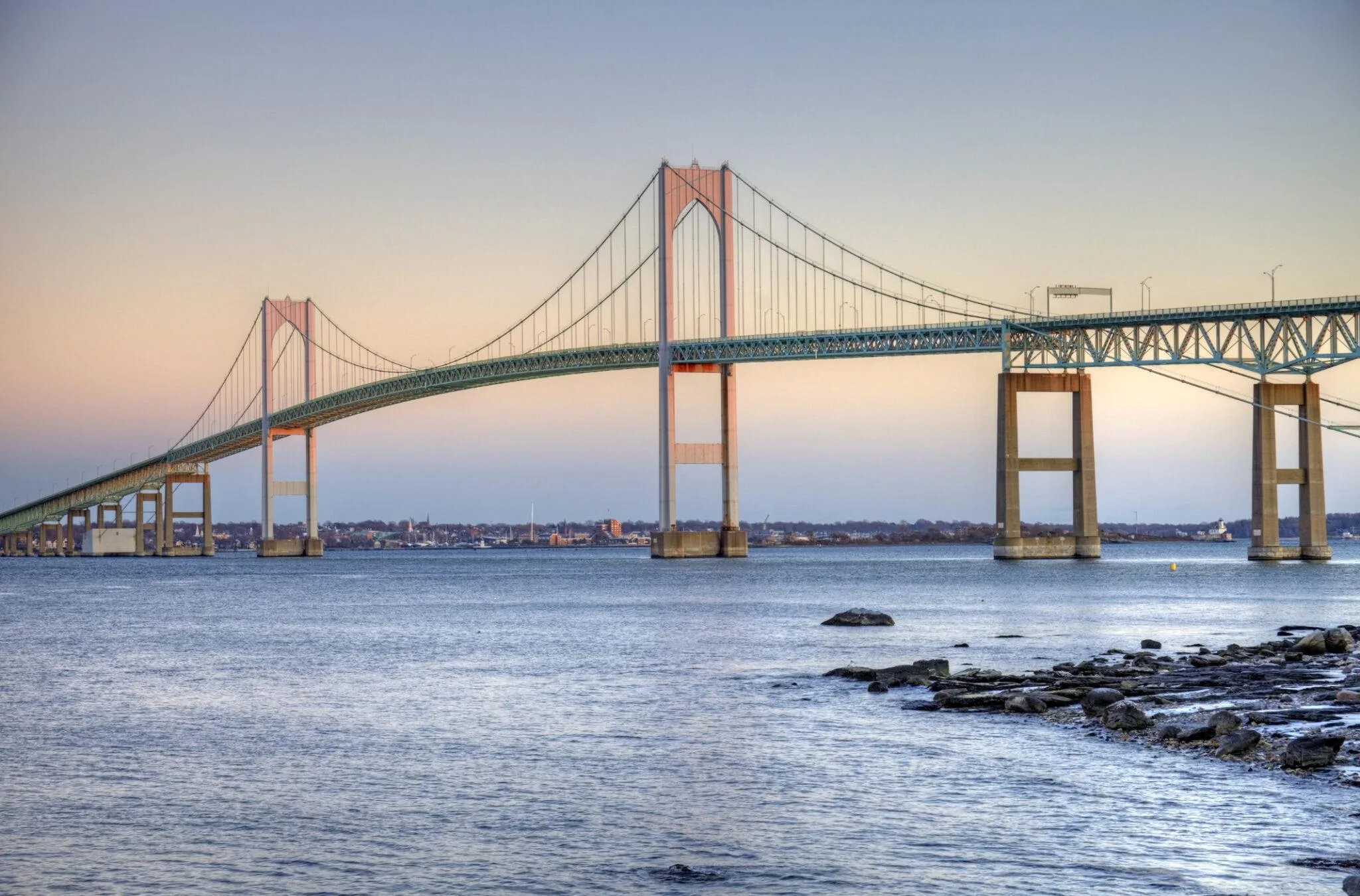 Looking Across the Blue Waters to Newport's Pell Bridge